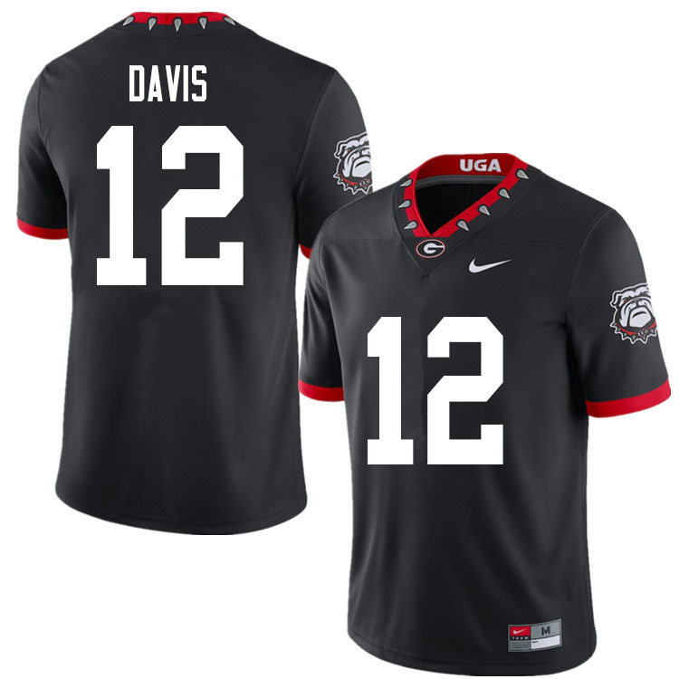 2020 Men #12 Rian Davis Georgia Bulldogs Mascot 100th Anniversary College Football Jerseys Sale-Blac